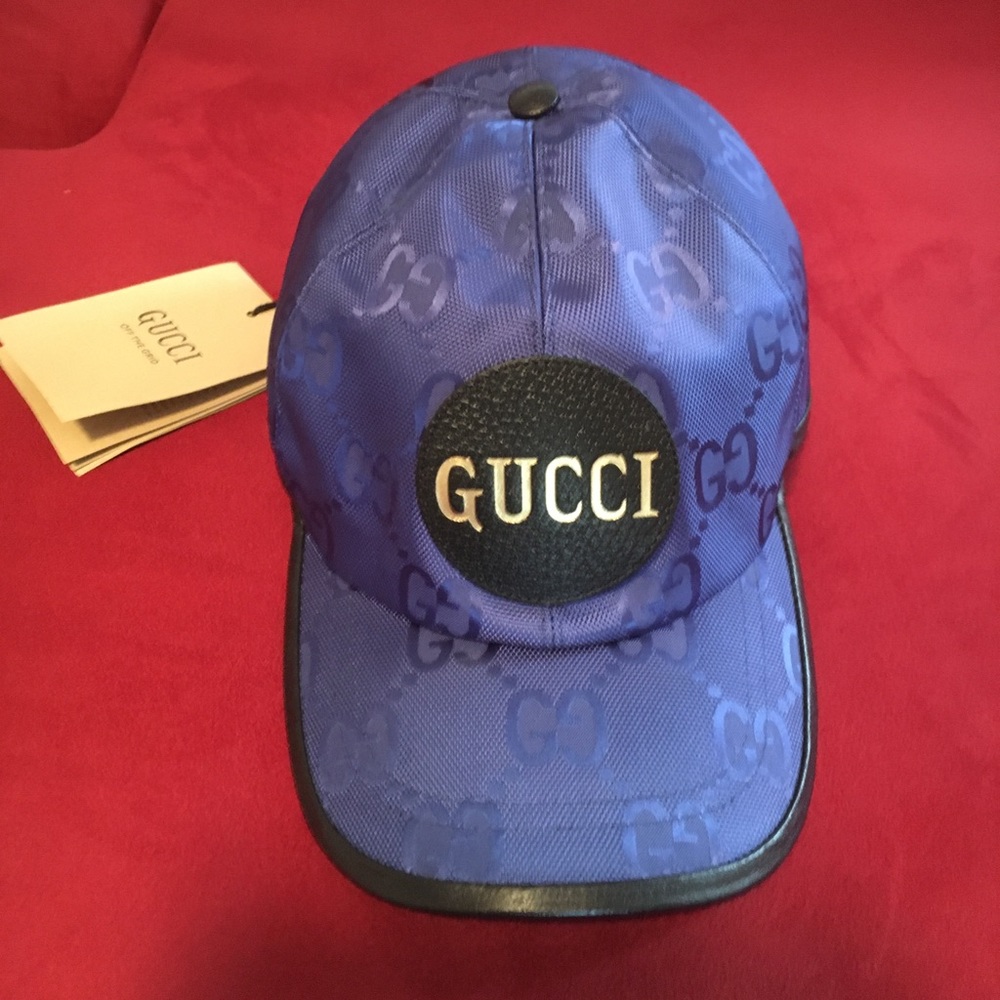 **SOLD Gucci GG “off the grid” baseball cap. Leather snaps/adjustable. New.